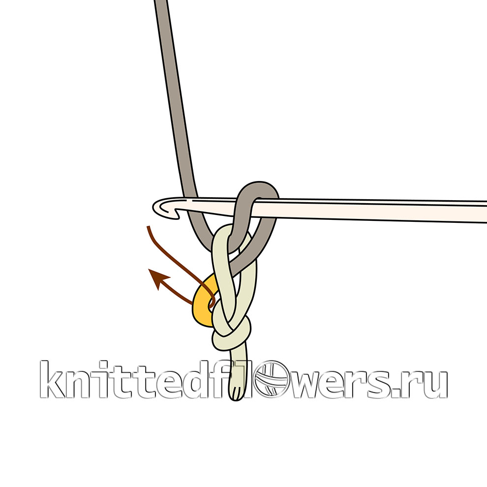 Вязание крючком двойной цепочки из воздушных петель шаг 1